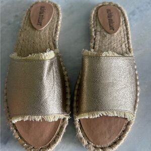 Olivia Miller Metallic Gold Espadrille Slides